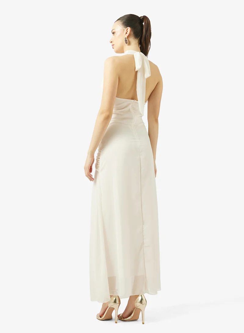 Ginger Halter Neck Cowl Draped Dress